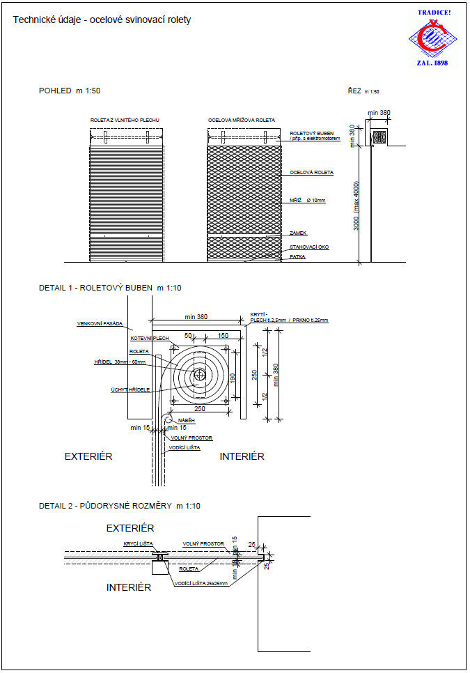 schema ocelove rolety